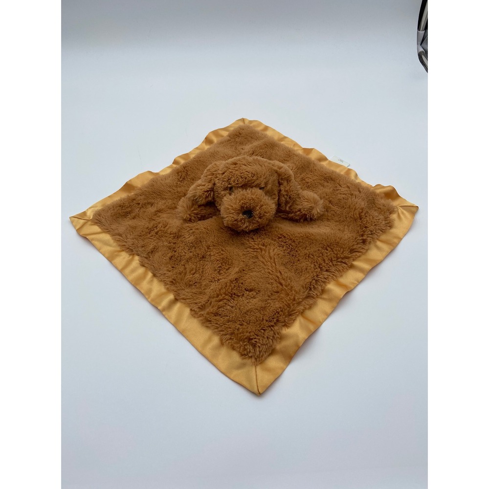 Cloud Island Security Blanket Lovey Brown Gold Puppy Dog Faux Fur Satin 12in